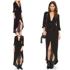 EUC Knot Sisters Morrison Black Deep V Maxi Dress